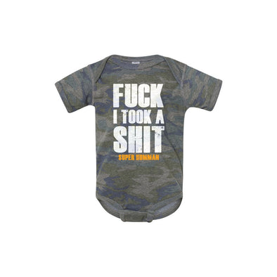 Fuck, I Took A Shit Onesie [Vintage Camo]