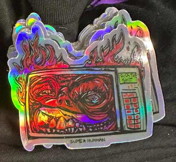 NEW Microwave From Hell Hologram Sticker